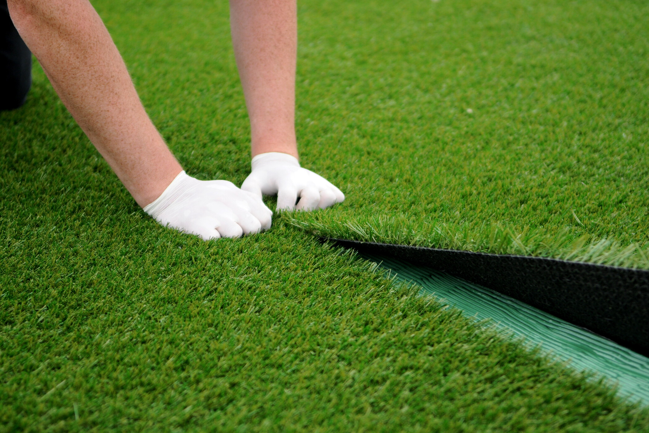 Finished artificial grass installation